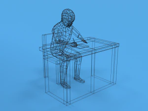low poly kid sitting and writing 3D Model