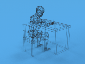 low poly kid sitting and writing 3D-Modell