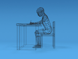 low poly kid sitting and writing 3D-Modell