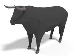 low poly cartoon bull Model 3D