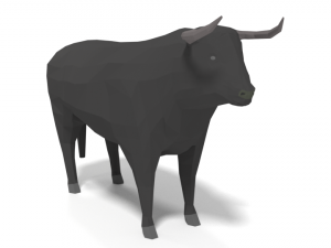 low poly cartoon bull 3D Model