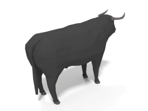 low poly cartoon bull 3D Model
