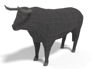 low poly cartoon bull 3D Model