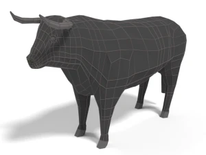 low poly cartoon bull 3D Model