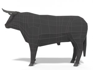 low poly cartoon bull 3D Model