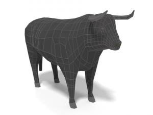low poly cartoon bull 3D Model
