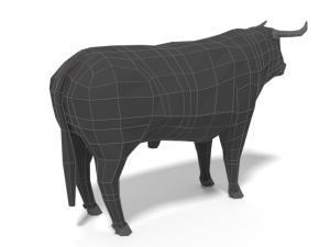 low poly cartoon bull 3D Model