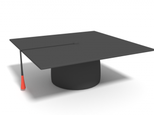 low poly cartoon graduation hat Modelo 3D