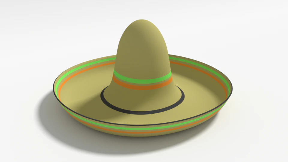 cartoon mexican sombrero hat 3D Model .c4d .max .obj .3ds .fbx .stl .blend 
