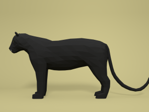 low poly cartoon black panther 3D 模型