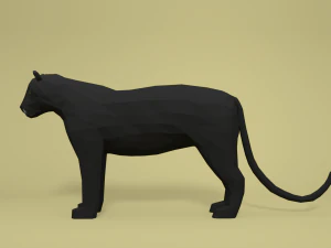 low poly cartoon black panther 3D Model