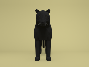low poly cartoon black panther 3D 模型