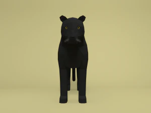 low poly cartoon black panther 3D Model