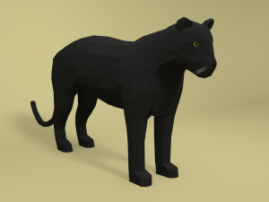 low poly cartoon black panther 3D 模型
