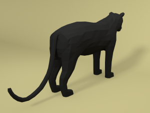 low poly cartoon black panther 3D 模型