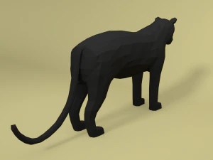 low poly cartoon black panther 3D Model