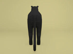 low poly cartoon black panther 3D Model