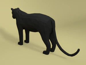 low poly cartoon black panther 3D Model