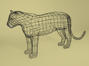 low poly cartoon black panther 3D 模型
