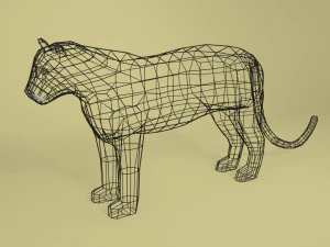 low poly cartoon black panther 3D Model