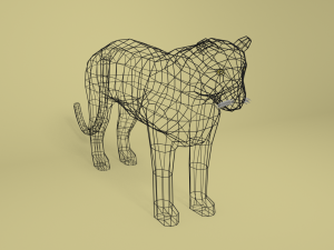 low poly cartoon black panther 3D 模型