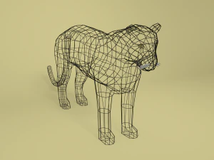 low poly cartoon black panther 3D Model