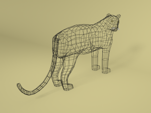 low poly cartoon black panther 3D 模型
