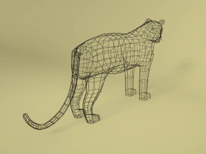 low poly cartoon black panther 3D Model