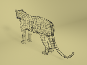 low poly cartoon black panther 3D 模型