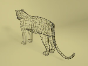 low poly cartoon black panther 3D Model