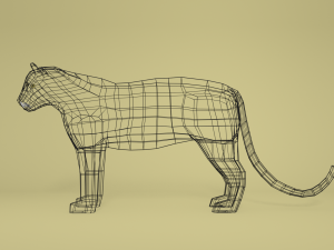 low poly cartoon black panther 3D 模型