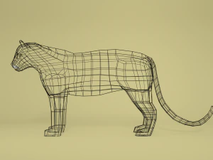 low poly cartoon black panther 3D Model