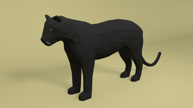 low poly cartoon black panther 3D 模型 .c4d .max .obj .3ds .fbx .stl .blend 