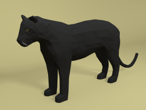 low poly cartoon black panther 3D Model