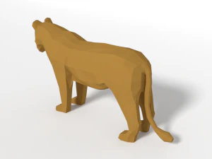 low poly cartoon black panther 3D Model