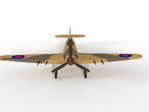 low poly hawker hurricane mk iic ww2 airplane 3D Model