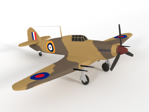 low poly hawker hurricane mk iic ww2 airplane 3D 模型