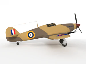 low poly hawker hurricane mk iic ww2 airplane 3D Model