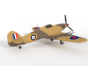 low poly hawker hurricane mk iic ww2 airplane 3D 模型