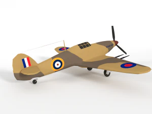 low poly hawker hurricane mk iic ww2 airplane 3D Model
