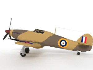 low poly hawker hurricane mk iic ww2 airplane 3D Model