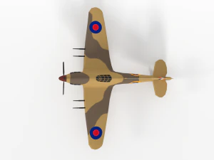 low poly hawker hurricane mk iic ww2 airplane 3D Model