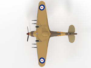 low poly hawker hurricane mk iic ww2 airplane 3D 模型