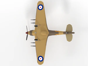 low poly hawker hurricane mk iic ww2 airplane 3D Model