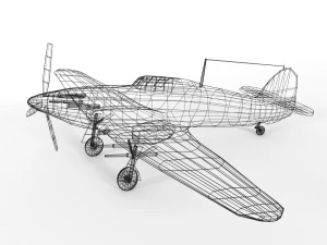 low poly hawker hurricane mk iic ww2 airplane 3D Model
