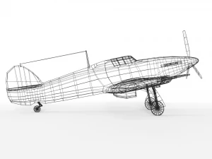low poly hawker hurricane mk iic ww2 airplane 3D Model