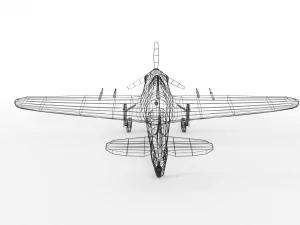 low poly hawker hurricane mk iic ww2 airplane 3D Model