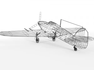 low poly hawker hurricane mk iic ww2 airplane 3D Model