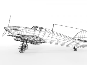 low poly hawker hurricane mk iic ww2 airplane 3D Model