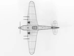 low poly hawker hurricane mk iic ww2 airplane 3D Model